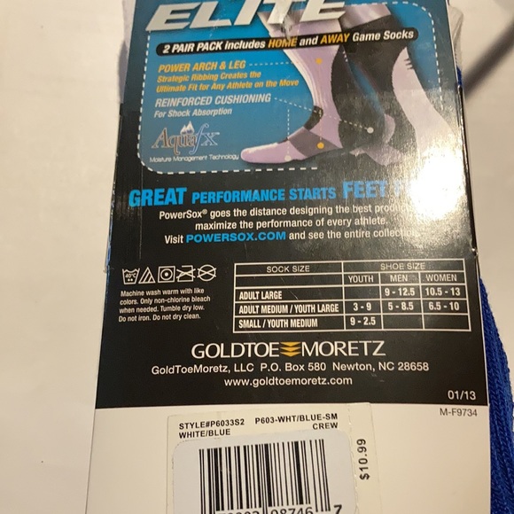 Power Elite Blue And White Socks - Picture 2 of 3